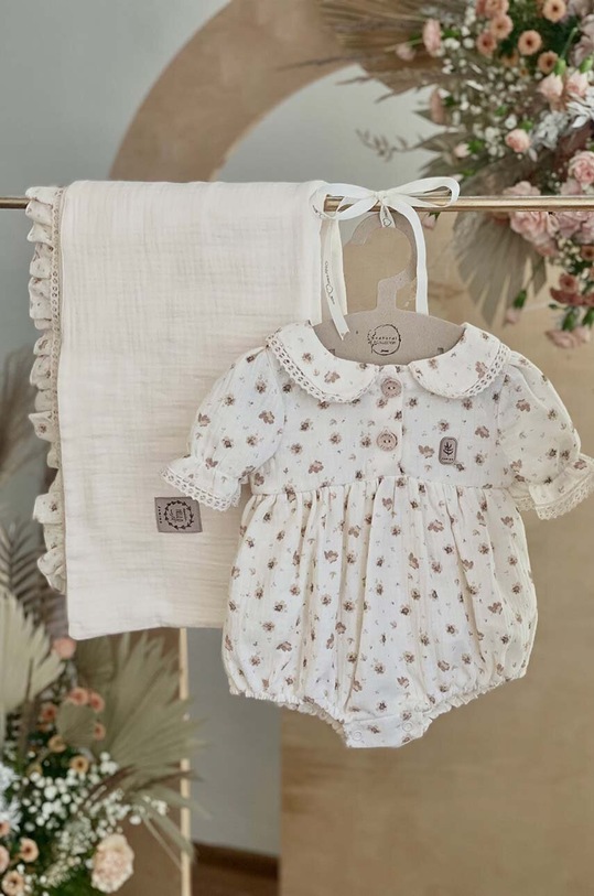 Jamiks salopete bebelusi din bumbac bej SALAMANKA.o.Ra.JLG001.G