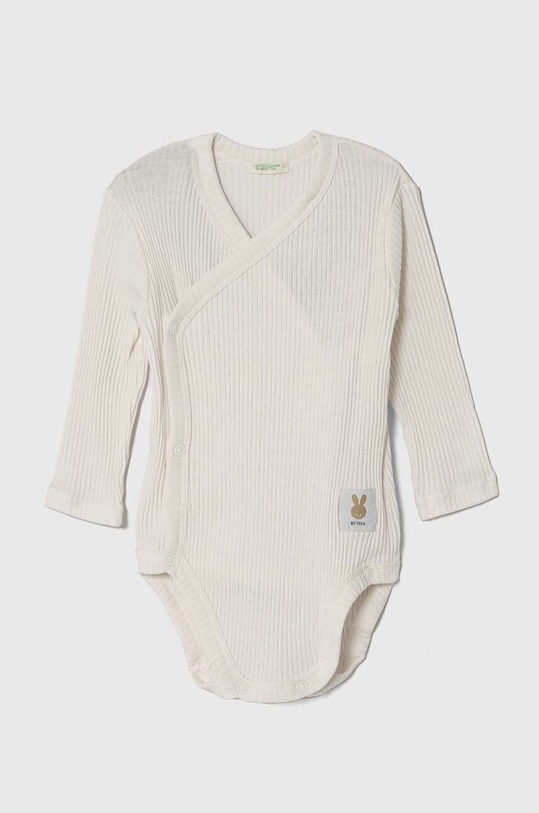 United Colors of Benetton body bawełniane niemowlęce 2-pack 3FMG0B00K.W.Seasonal beżowy SS24