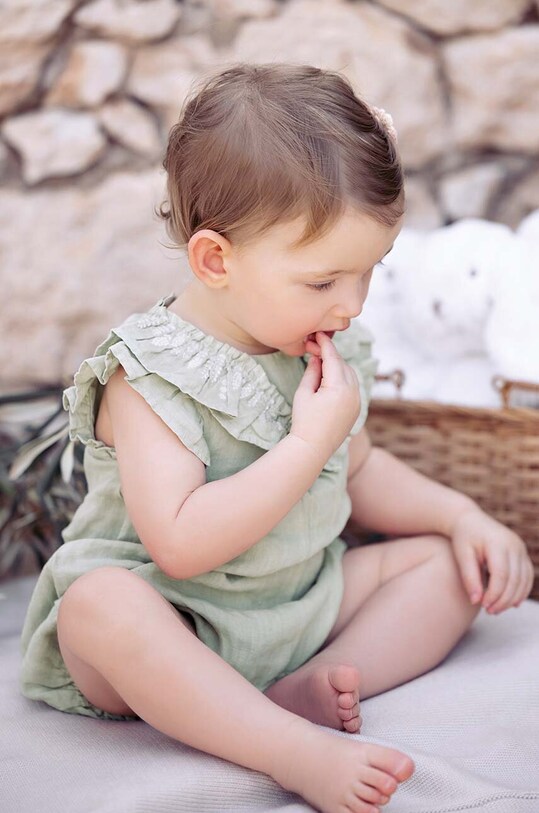 Дитячий лляний ромпер Tartine et Chocolat бірюзовий TY33031.60.74