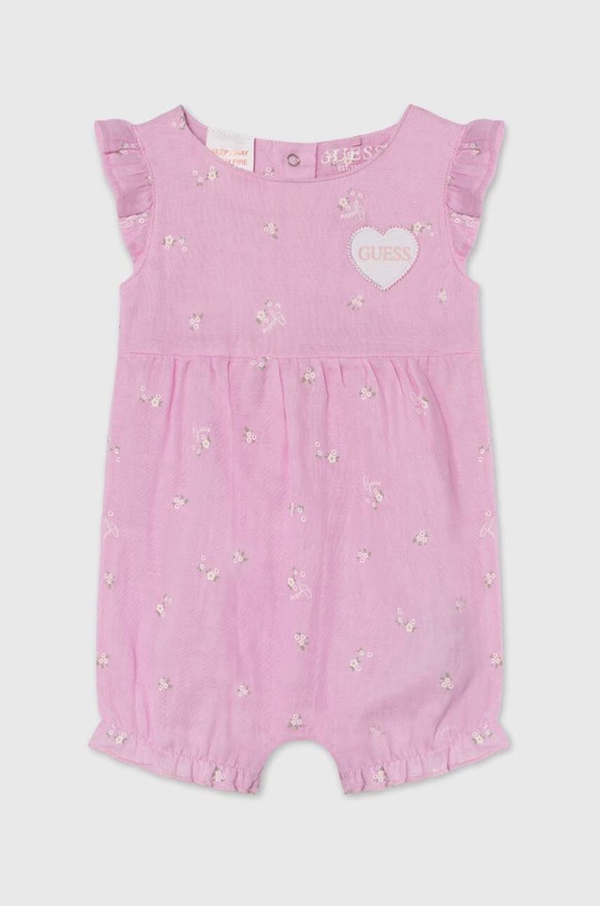 Guess rampers bawełniany niemowlęcy Gift Box różowy S4GG08.WG5H0.PPYH