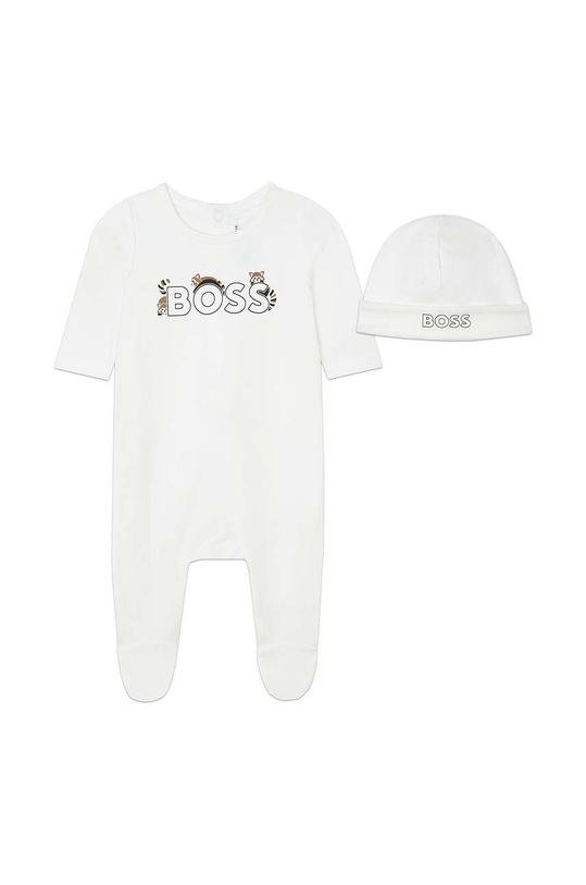 BOSS salopeta din bumbac pentru bebelusi alb J50831.