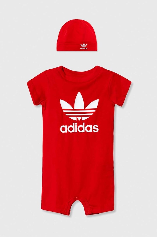 Detské bavlnené dupačky adidas Originals Pre bábätká červená IM8430