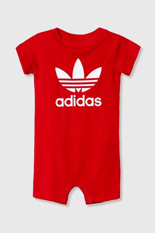 Detské bavlnené dupačky adidas Originals IM8430 červená SS24