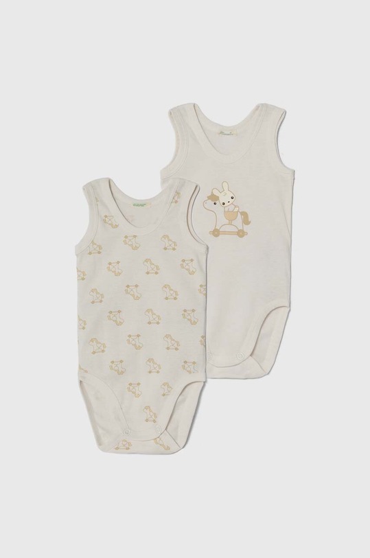 Pamučni bodi za bebe United Colors of Benetton 2-pack Proizvod za bebe bež 3GI70B00M.W.Seasonal