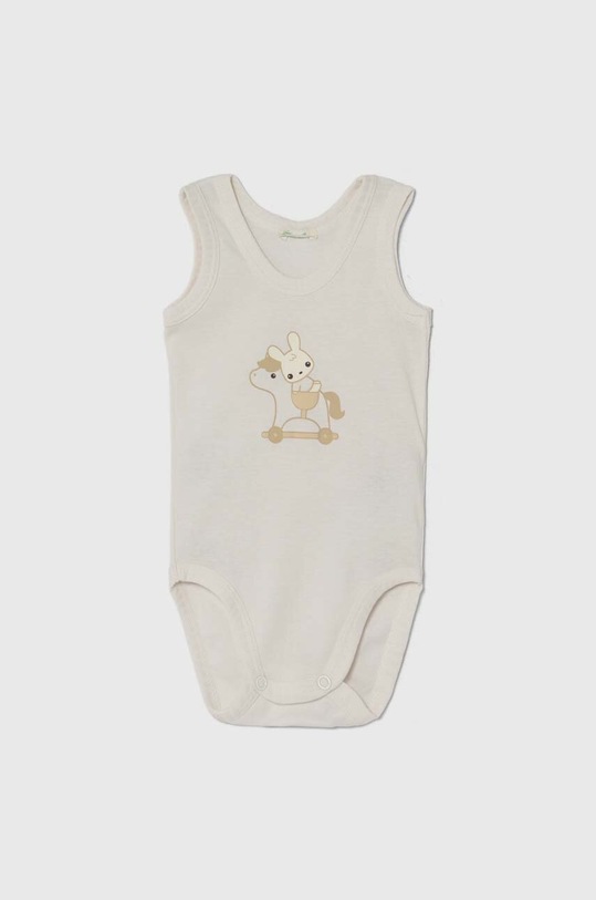 Pamučni bodi za bebe United Colors of Benetton 2-pack 3GI70B00M.W.Seasonal bež SS24