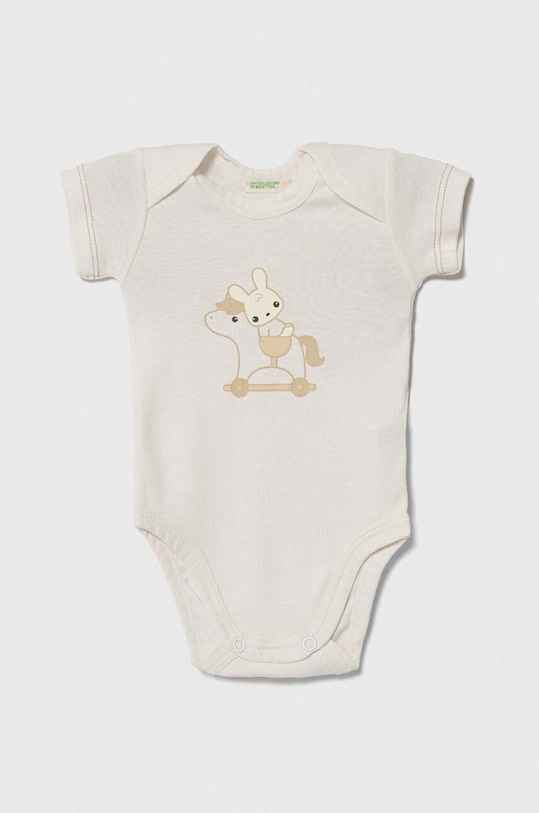 Dječaci Pamučni bodi za bebe United Colors of Benetton 2-pack 3GI70B00N.W.Seasonal bež