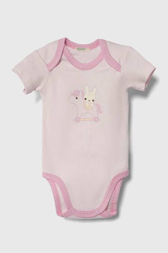 Băieți United Colors of Benetton body din bumbac pentru bebelusi 2-pack 3GI70B00N.W.Seasonal roz