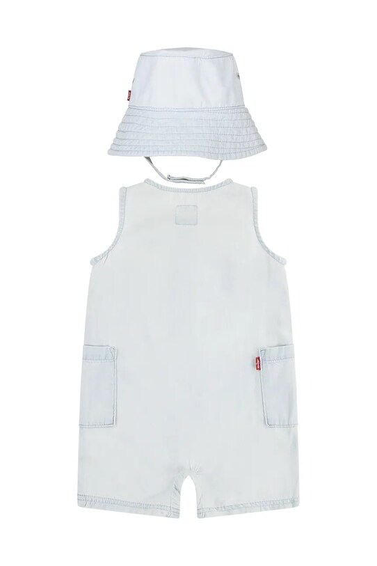 Levi's salopete bebeluși din bumbac LVB DENIM ROMPER & BUCKET HAT 6EK229 albastru SS25