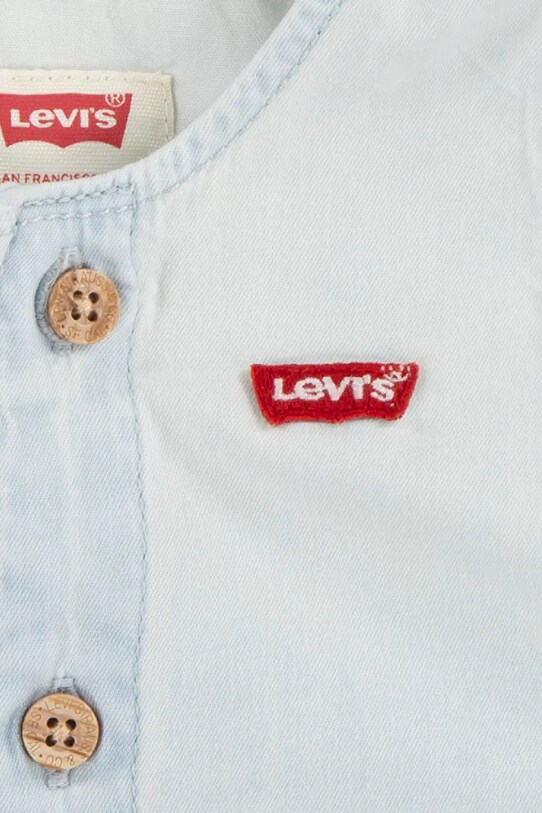 Băieți Levi's salopete bebeluși din bumbac LVB DENIM ROMPER & BUCKET HAT 6EK229 albastru
