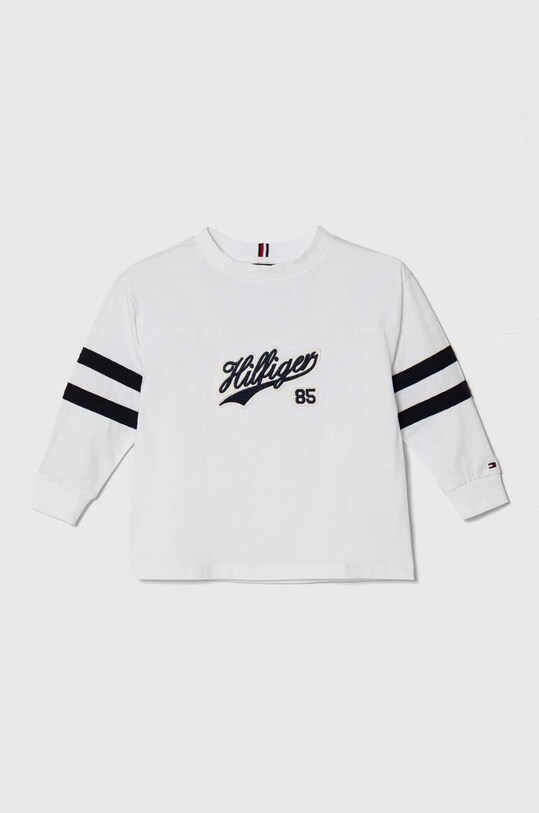 Παιδικό βαμβακερό μακρυμάνικο Tommy Hilfiger απλικέ λευκό KB0KB08677.98.122.PPYH