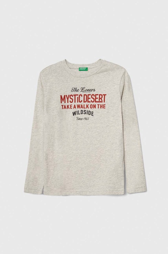 United Colors of Benetton longsleeve bawełniany dziecięcy nadruk szary 3I1XC10HB.G.Seasonal