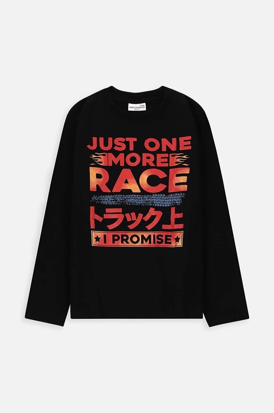 Coccodrillo longsleeve bawełniany dziecięcy nadruk czarny WC4143102RAJ