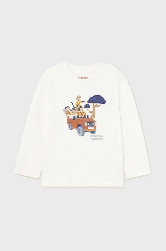 Mayoral longsleeve bawełniany niemowlęcy 1033.3C.Baby.PPYH beżowy SS24