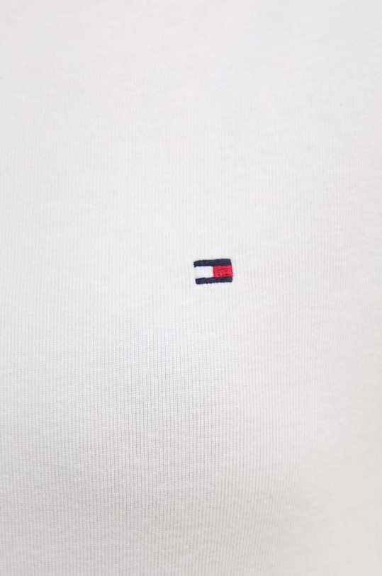 Βαμβακερή μπλούζα με μακριά μανίκια Tommy Hilfiger WW0WW40589 λευκό