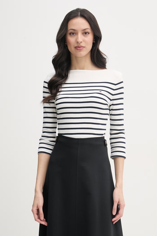 Tommy Hilfiger longsleeve damski bawełniany biały WW0WW40589