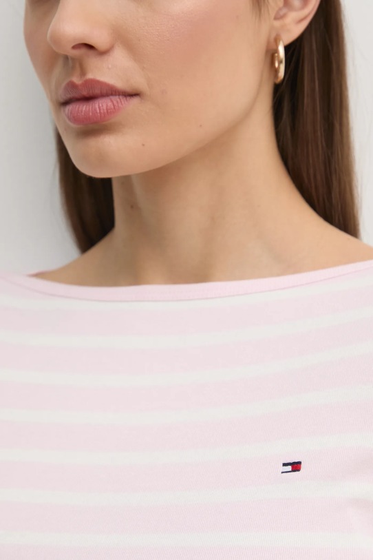 Хлопковый лонгслив Tommy Hilfiger WW0WW40589 розовый