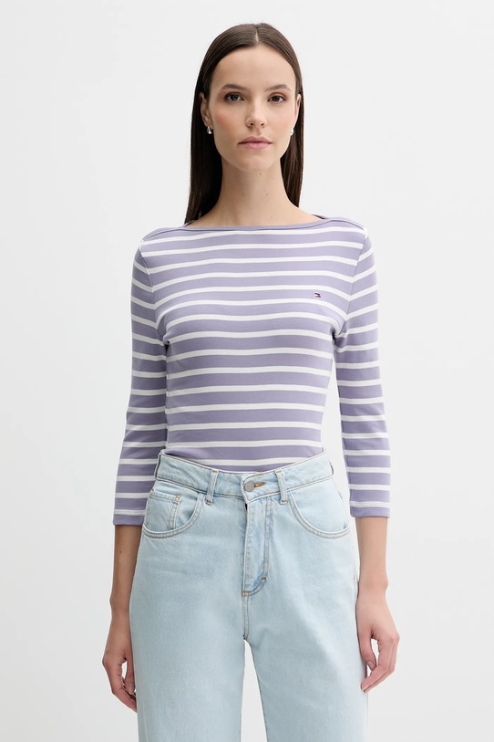 Tommy Hilfiger longsleeve bawełniany bawełna fioletowy WW0WW40589