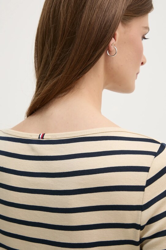 Бавовняний лонгслів Tommy Hilfiger WW0WW40589 бежевий