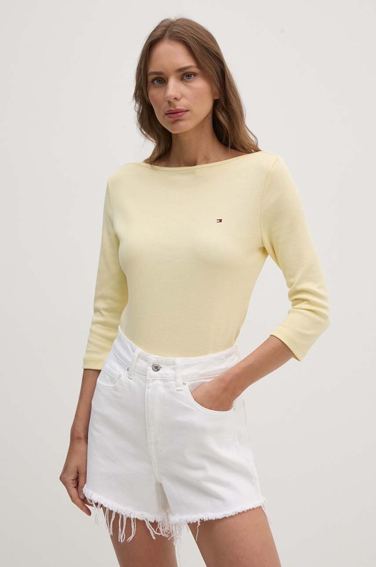 Tommy Hilfiger longsleeve bawełniany bawełna żółty WW0WW40589