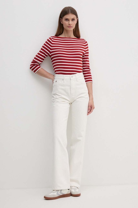 Βαμβακερή μπλούζα με μακριά μανίκια Tommy Hilfiger WW0WW40589 κόκκινο AA00