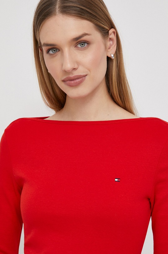 Tommy Hilfiger longsleeve damski bawełniany czerwony WW0WW40589