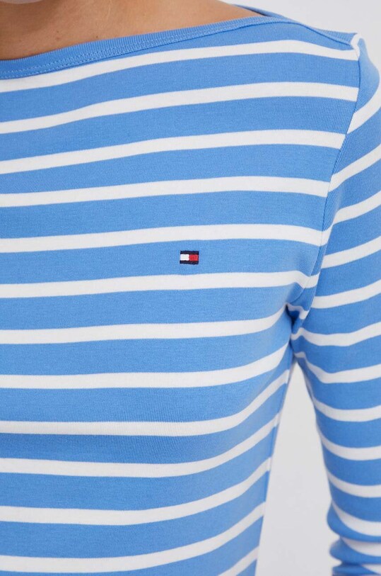 Бавовняний лонгслів Tommy Hilfiger WW0WW40589 блакитний
