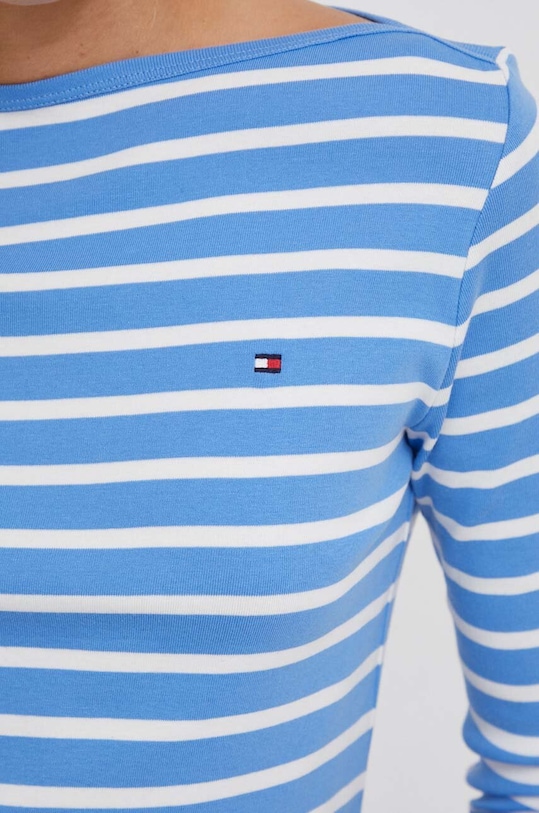 Бавовняний лонгслів Tommy Hilfiger WW0WW40589 блакитний