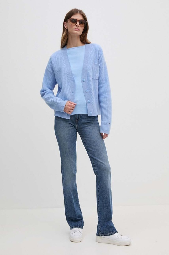 Βαμβακερή μπλούζα με μακριά μανίκια Tommy Hilfiger WW0WW40589 μπλε AA00