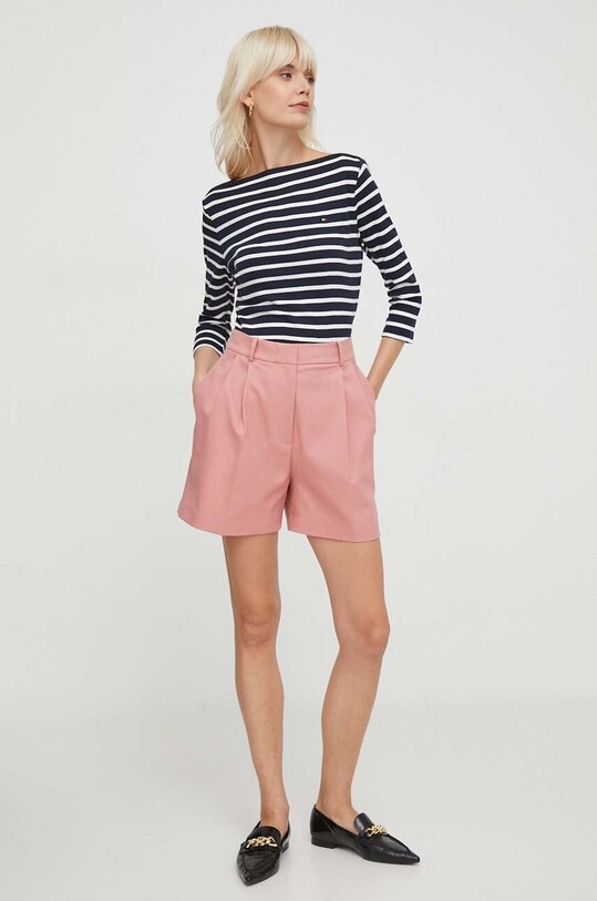 Βαμβακερή μπλούζα με μακριά μανίκια Tommy Hilfiger WW0WW40589 σκούρο μπλε AA00