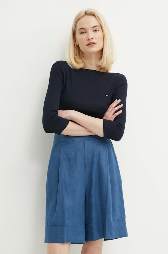 Tommy Hilfiger longsleeve din bumbac bleumarin WW0WW40589