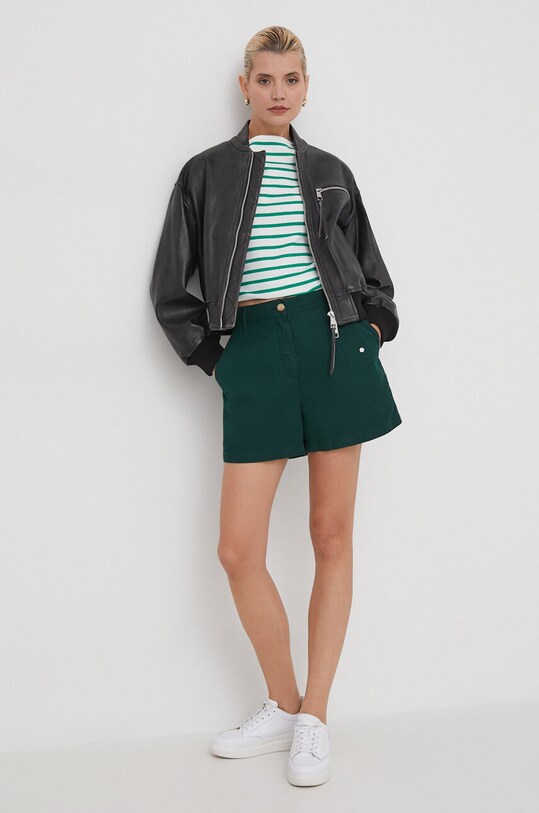 Tommy Hilfiger longsleeve din bumbac WW0WW40589 verde AA00