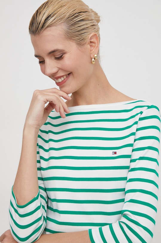 Tommy Hilfiger longsleeve din bumbac verde WW0WW40589