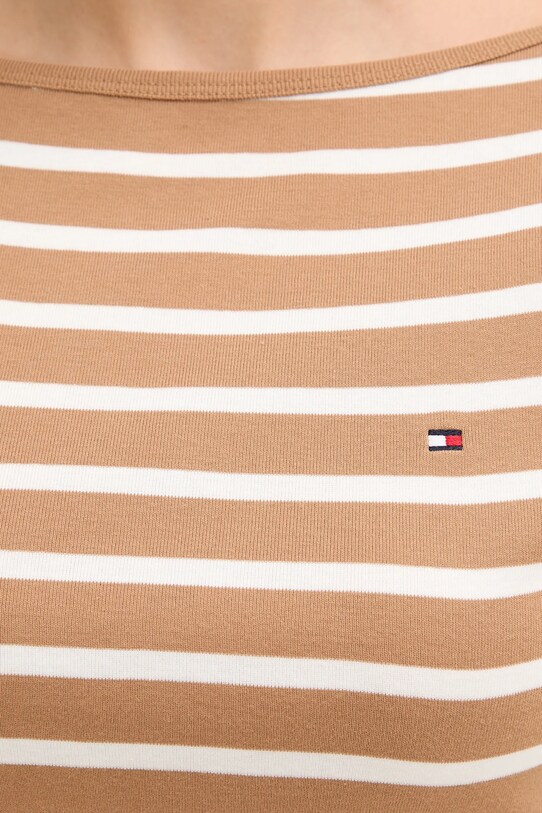 Tommy Hilfiger longsleeve bawełniany WW0WW40589 brązowy