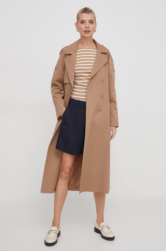 Tommy Hilfiger longsleeve bawełniany WW0WW40589 brązowy AA00