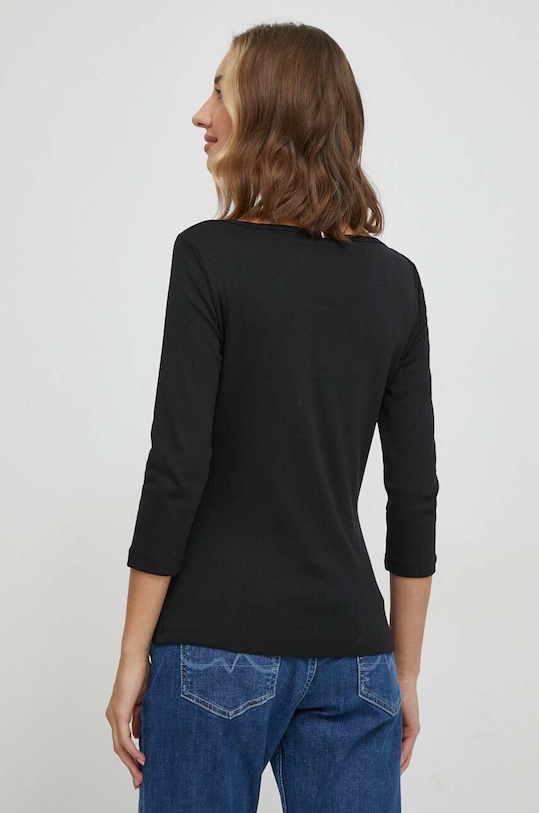 Oblečení Bavlněné tričko s dlouhým rukávem Tommy Hilfiger WW0WW40589 černá