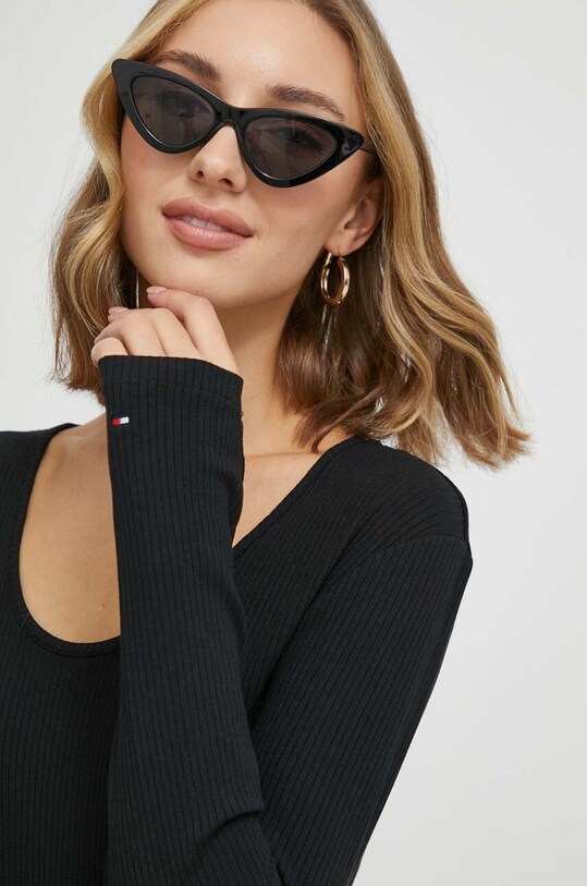 Лонгслів Tommy Hilfiger regular чорний WW0WW41654