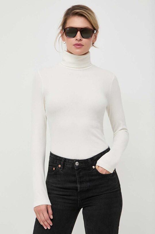 Marc O'Polo longsleeve z elastanem beżowy 310221152521