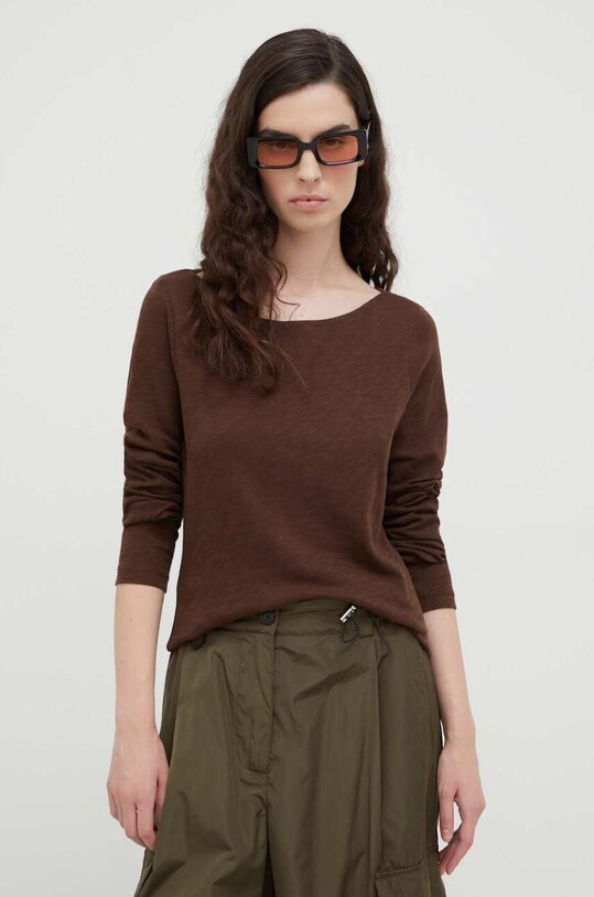 Marc O'Polo longsleeve bawełniany brązowy 310226152199