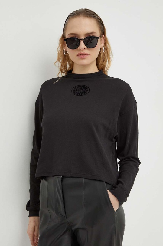 Bavlněné tričko s dlouhým rukávem G-Star polorolák černá D23868.C954