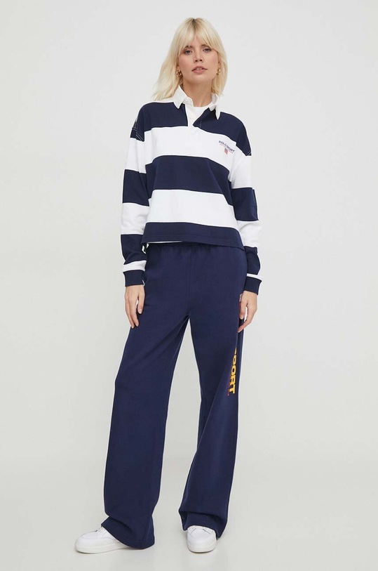 Bavlněné tričko s dlouhým rukávem Polo Ralph Lauren 211936917 námořnická modř SS24