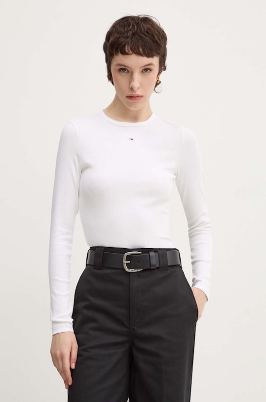 Μακρυμάνικο Tommy Jeans με ελαστάν λευκό DW0DW17387