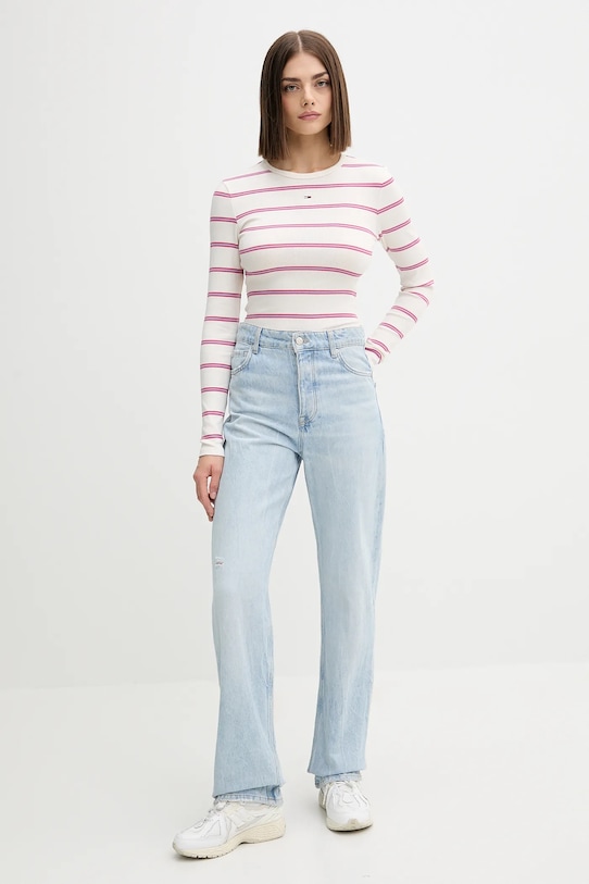 Tommy Jeans longsleeve DW0DW17387 beżowy AW25