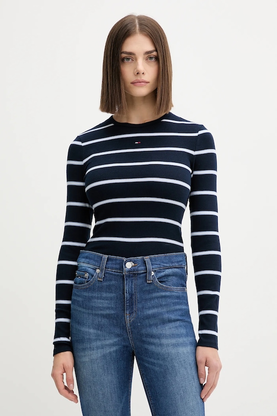 Блуза с дълги ръкави Tommy Jeans тъмносин DW0DW17387