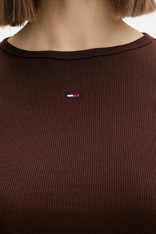 Лонгслів Tommy Jeans DW0DW17387 коричневий