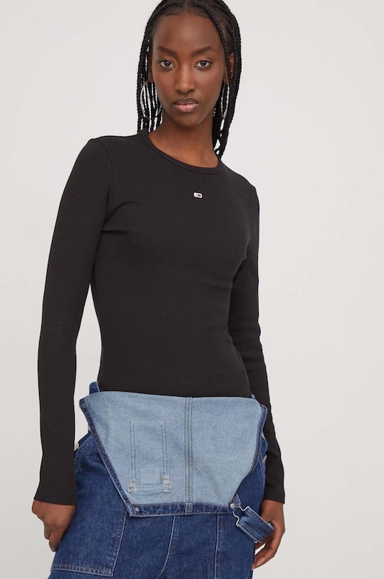 Лонгслів Tommy Jeans regular чорний DW0DW17387