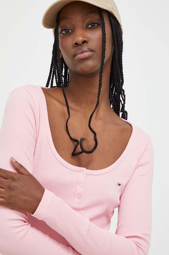 Tommy Jeans longsleeve różowy DW0DW17390