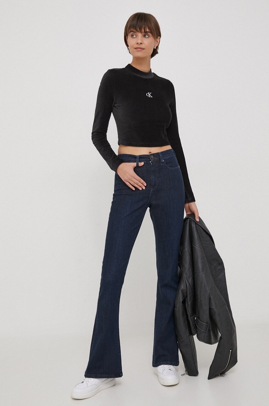 Tričko s dlouhým rukávem Calvin Klein Jeans J20J217658 černá SS24