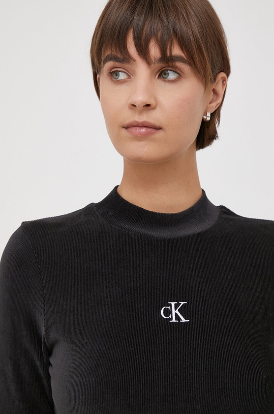 Tričko s dlouhým rukávem Calvin Klein Jeans černá J20J217658