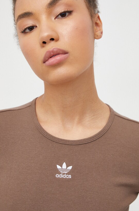 Блуза с дълги ръкави adidas Originals кафяв IR5942