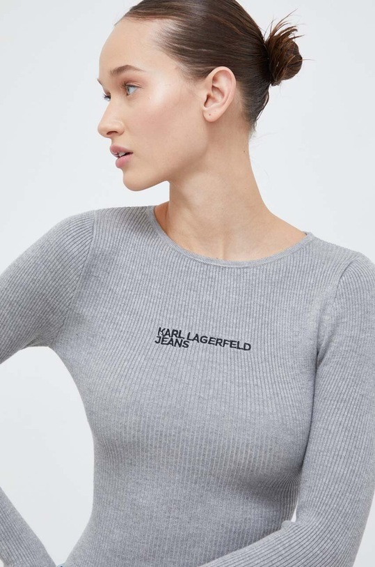 Karl Lagerfeld Jeans body aplikációval szürke 240J2003